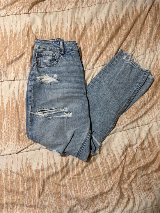 American Eagle Outfitters Denim - American Eagle Outfitters Light Blue Distressed High-Rise Jeans
